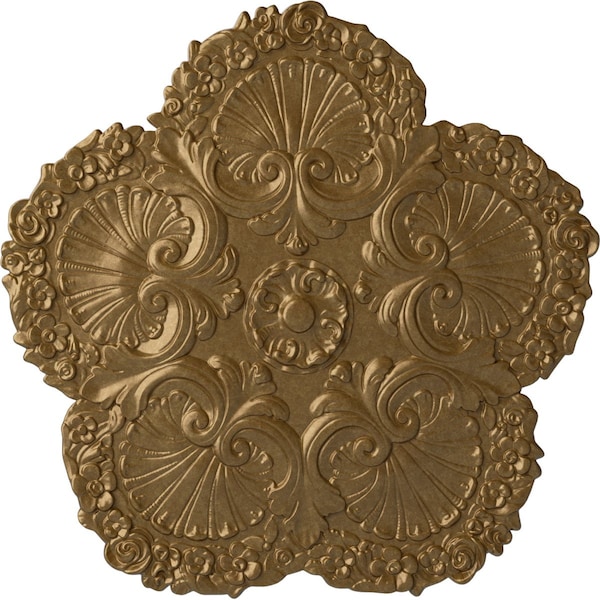 Ekena Millwork Shell Ceiling Medallion, Hand-Painted Pale Gold, 25 5/8"OD x 1"P CM25SHPAS - main